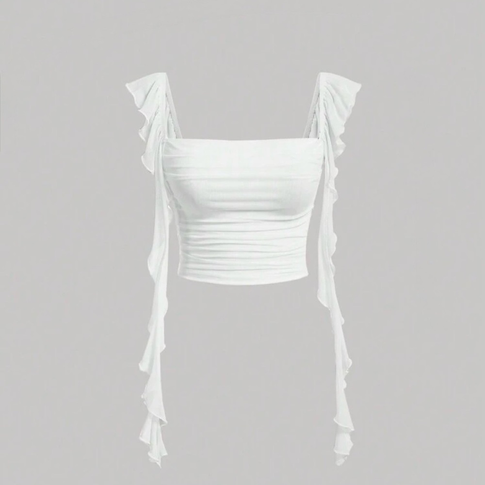 Elegant White Ruffle skirt set
